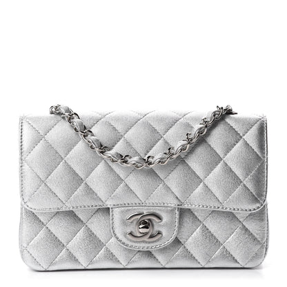 Chanel Metallic Lambskin Quilted Mini Rectangular Flap Silver 1 of 11