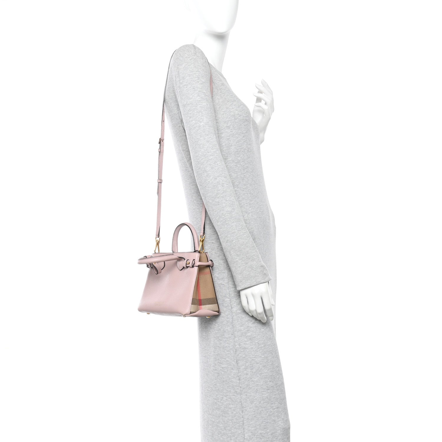 Burberry Grainy Calfskin House Check Baby Banner Tote Pale Orchid 2 of 9