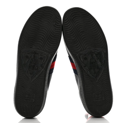 Gucci Calfskin Ayers Web Bee Embroidered Ace Sneakers 37 Black 5 of 11