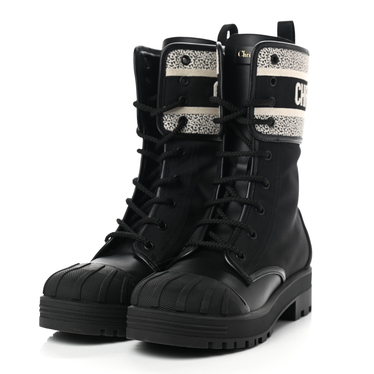Christian Dior Calfskin Technical Fabric D-Major Ankle Boots 37 Black White 3 of 8