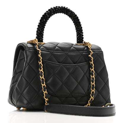 Chanel Calfskin Crystal Quilted Mini Coco Handle Flap Black Black 3 of 10