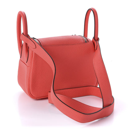 Hermes Taurillon Clemence Mini Lindy 20 Rose Texas 3 of 10