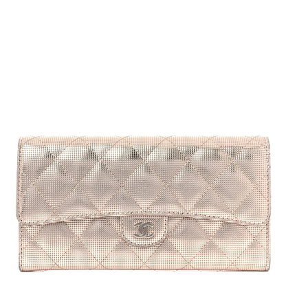 Chanel Metallic Calfskin Quilted Pixel Effect Large Flap Wallet Pinky Gold 1 of 11