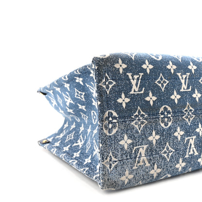 Louis Vuitton Monogram Jacquard Denim Onthego MM Bleu 8 of 9