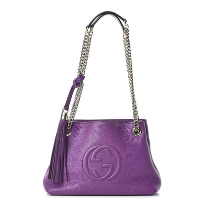 Gucci Pebbled Calfskin Small Soho Chain Shoulder Bag Shine Purple 1 of 13