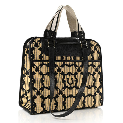 Salvatore Ferragamo Raffia Project Safari Iconic Tote Black Natural 2 of 9