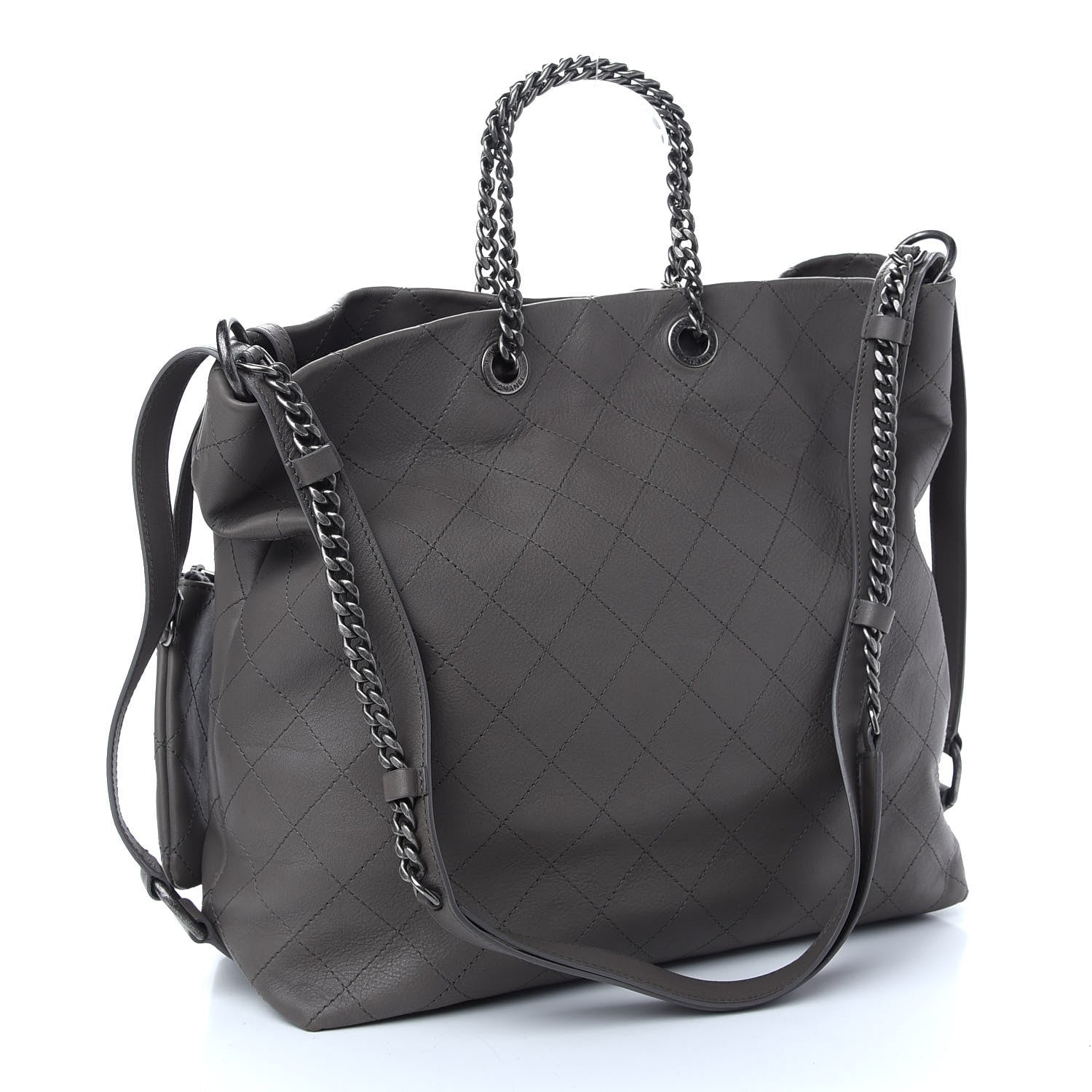 Chanel Calfskin Stitched Large Hobo Grey 4 of 13