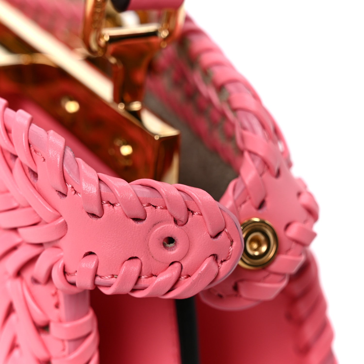 Fendi Vitello King Shiny Nappa Intreccio Petite Peekaboo I SEE U Satchel Pink Dalia 11 of 11