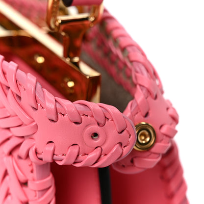 Fendi Vitello King Shiny Nappa Intreccio Petite Peekaboo I SEE U Satchel Pink Dalia 11 of 11