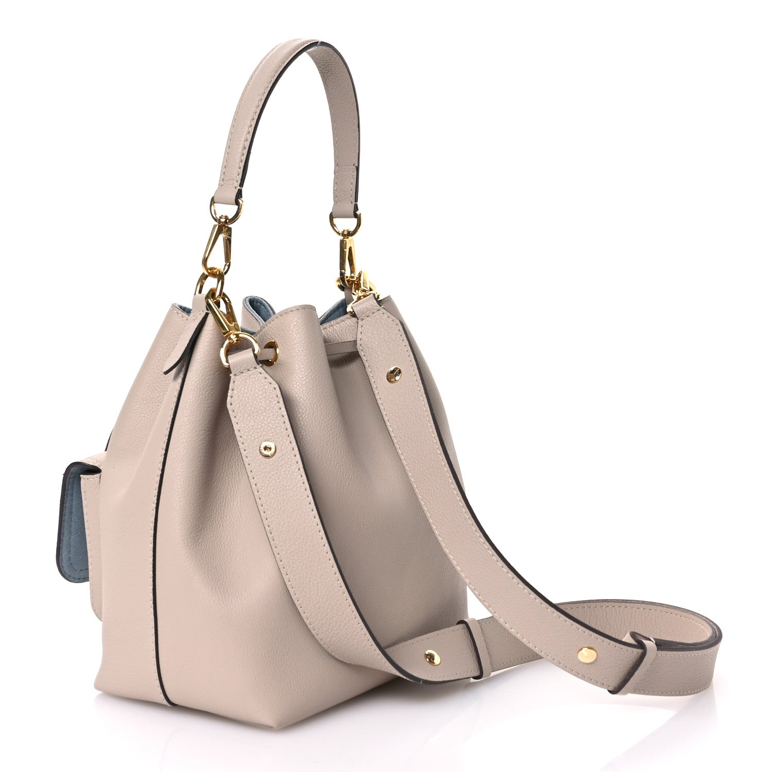 Louis Vuitton Calfskin Lockme Bucket MM Greige 3 of 10