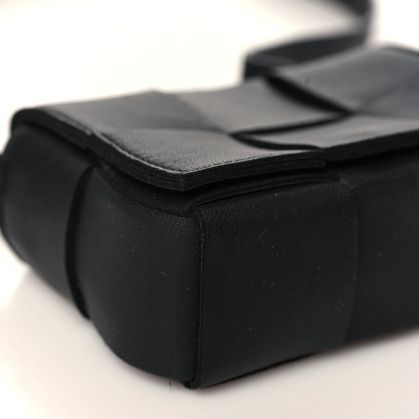Lambskin Maxi Intrecciato Extra Mini Cassette Crossbody Bag Black