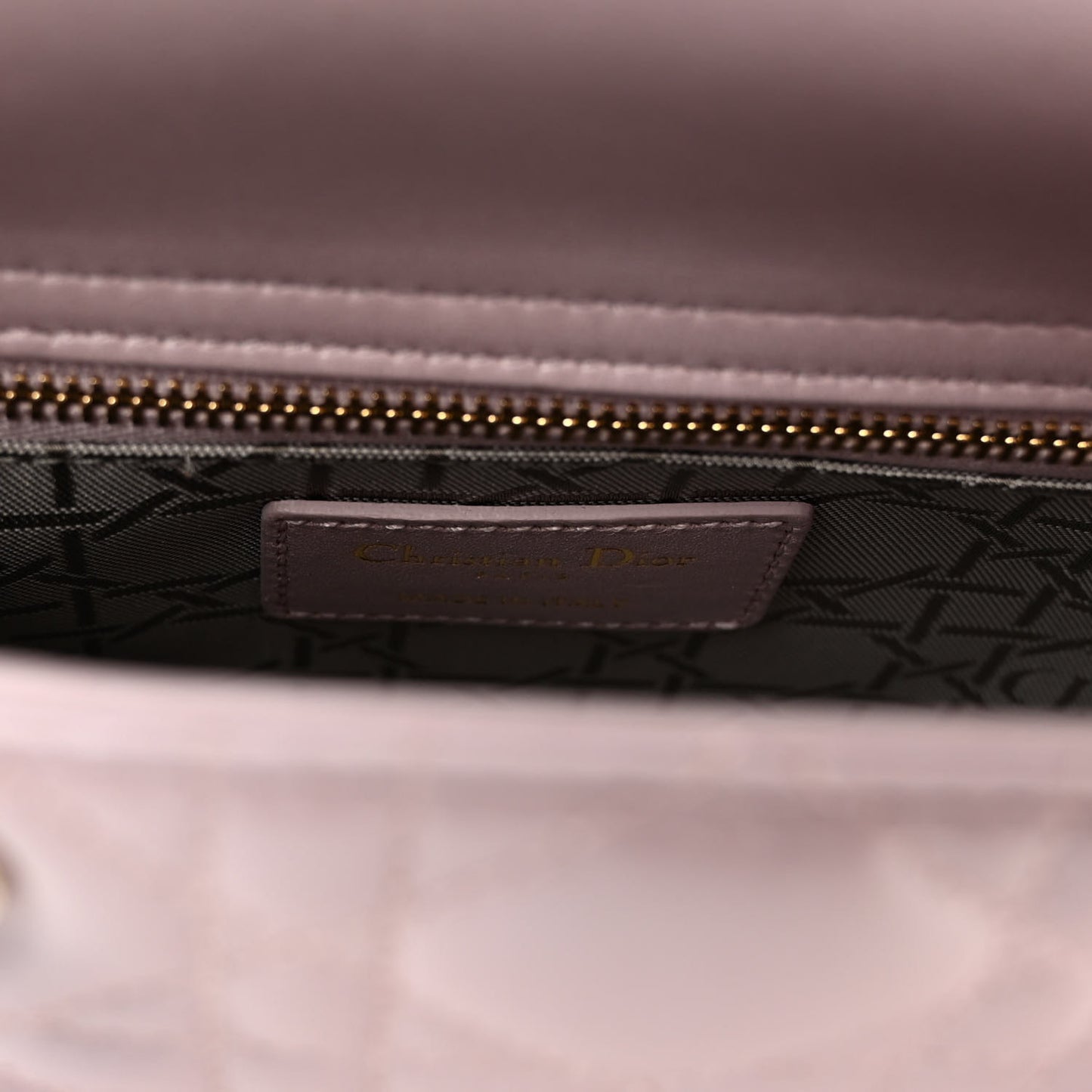 Metallic Lambskin Cannage Mini Lady Dior Lotus