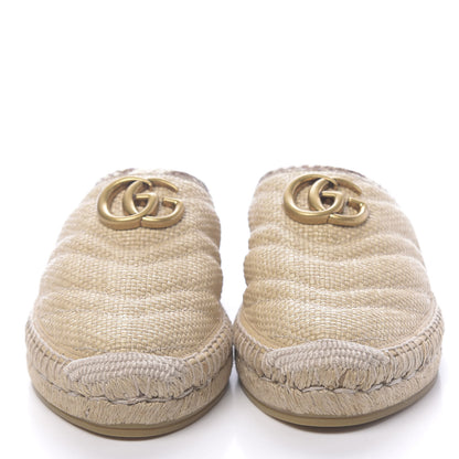 Gucci Straw Elaphe Matelasse GG Marmont Espadrille Slippers 37 Natural Cream Brown 2 of 12