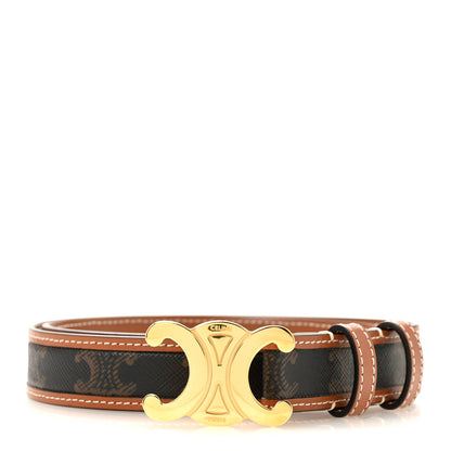 Celine Canvas Calfskin Medium 25mm Triomphe Belt 70 28 Tan 1 of 7