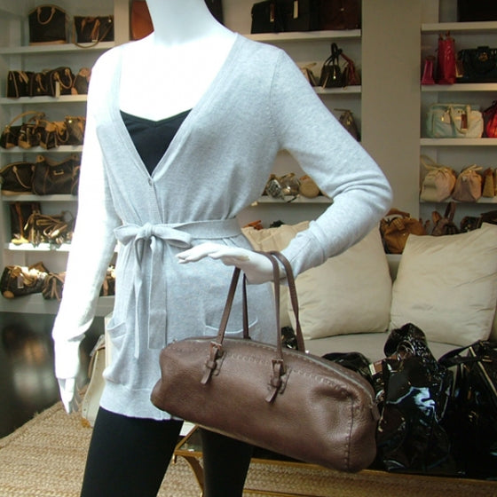 Fendi Calfskin Romano Selleria Bowler Tote Brown 2 of 9