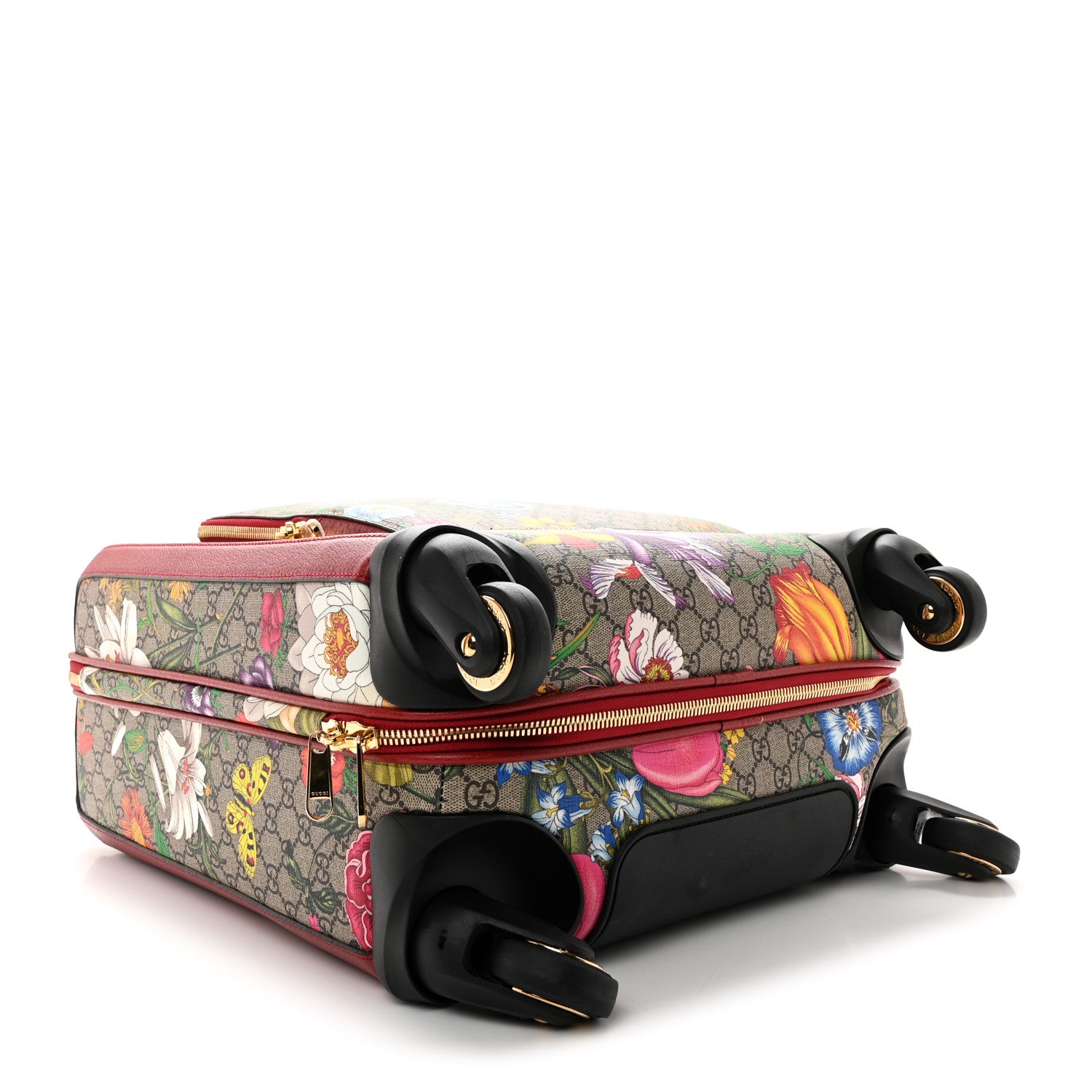 Gucci GG Supreme Monogram Tian Carry On Trolley Beige Multicolor Hibiscus Red 3 of 10