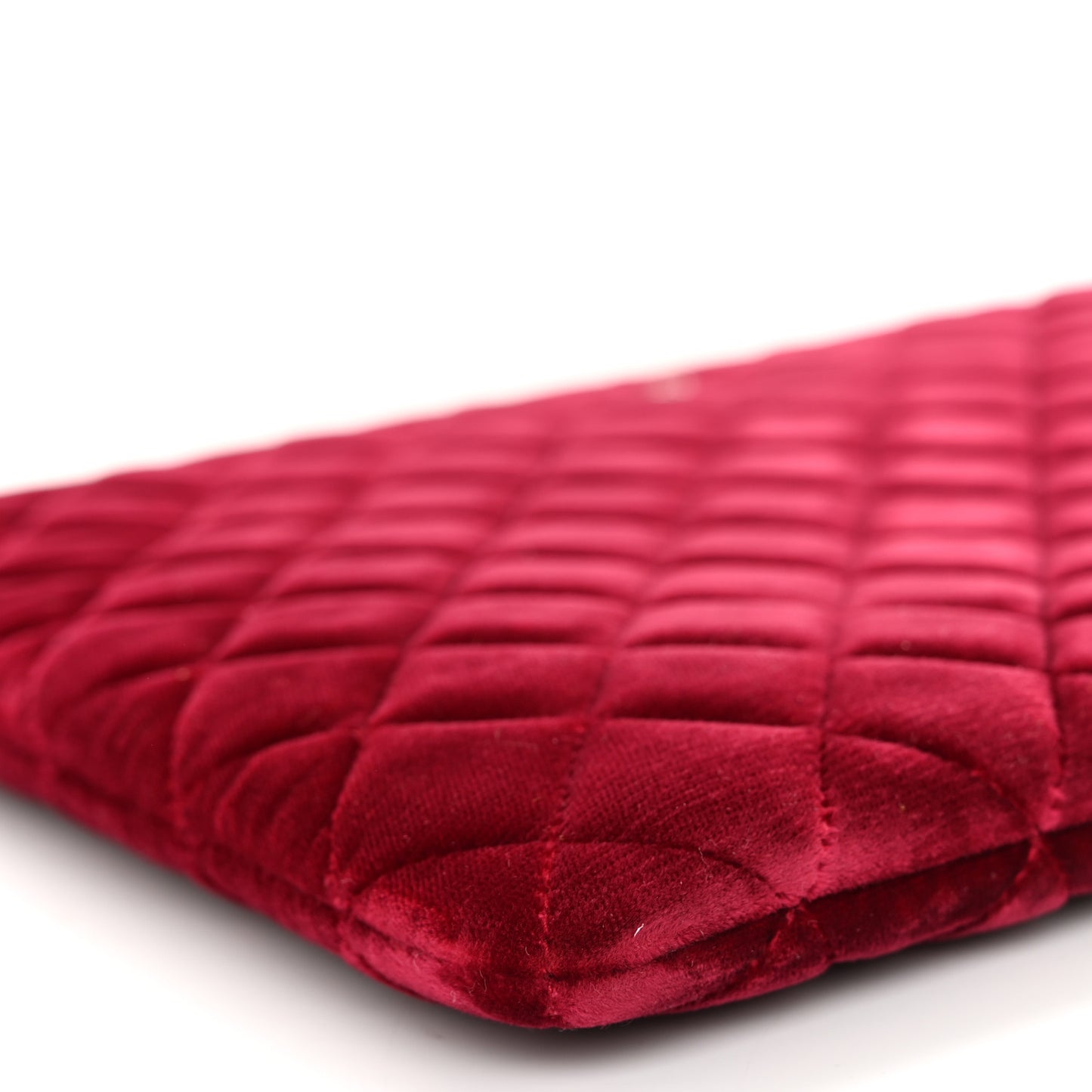 Velvet Quilted Large Chanel Cosmetic Case Burgundy