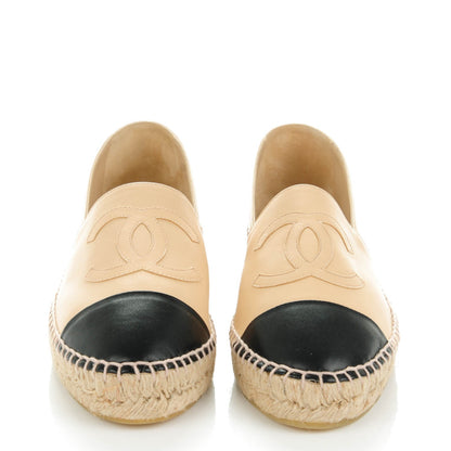 Chanel Lambskin CC Espadrilles 40 Beige Black 2 of 9