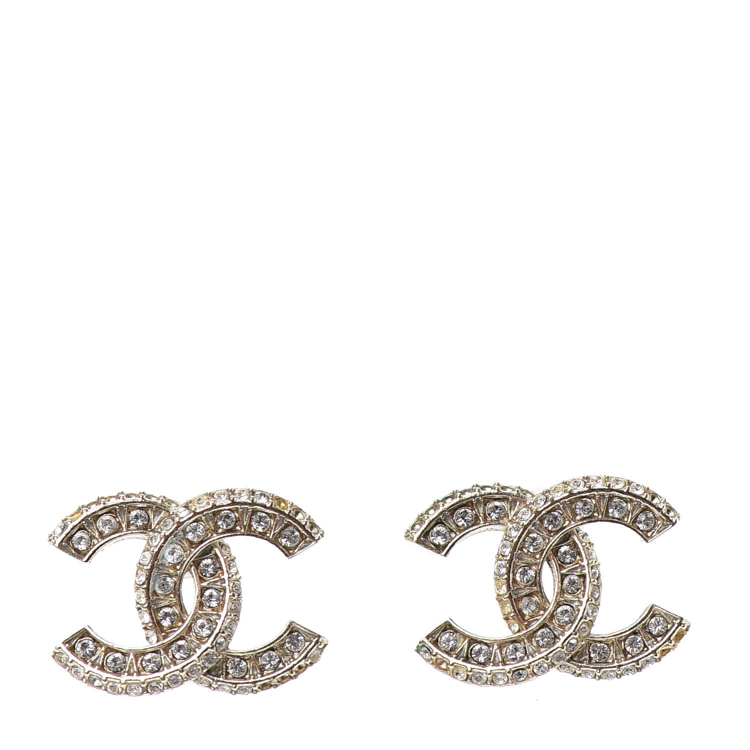 Chanel Crystal Timeless CC Earrings Light Gold 1 of 4