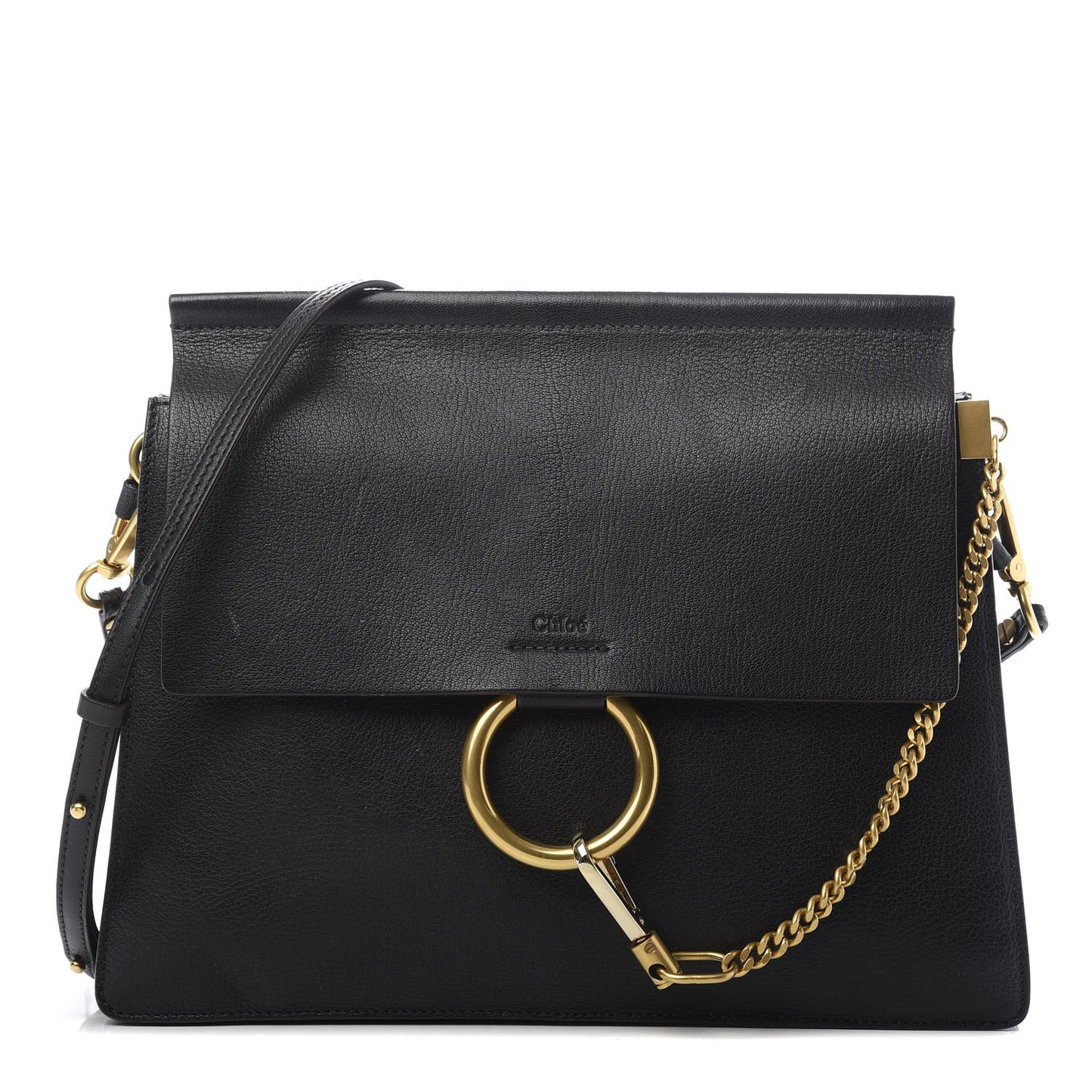 Calfskin Medium Faye Shoulder Bag Black