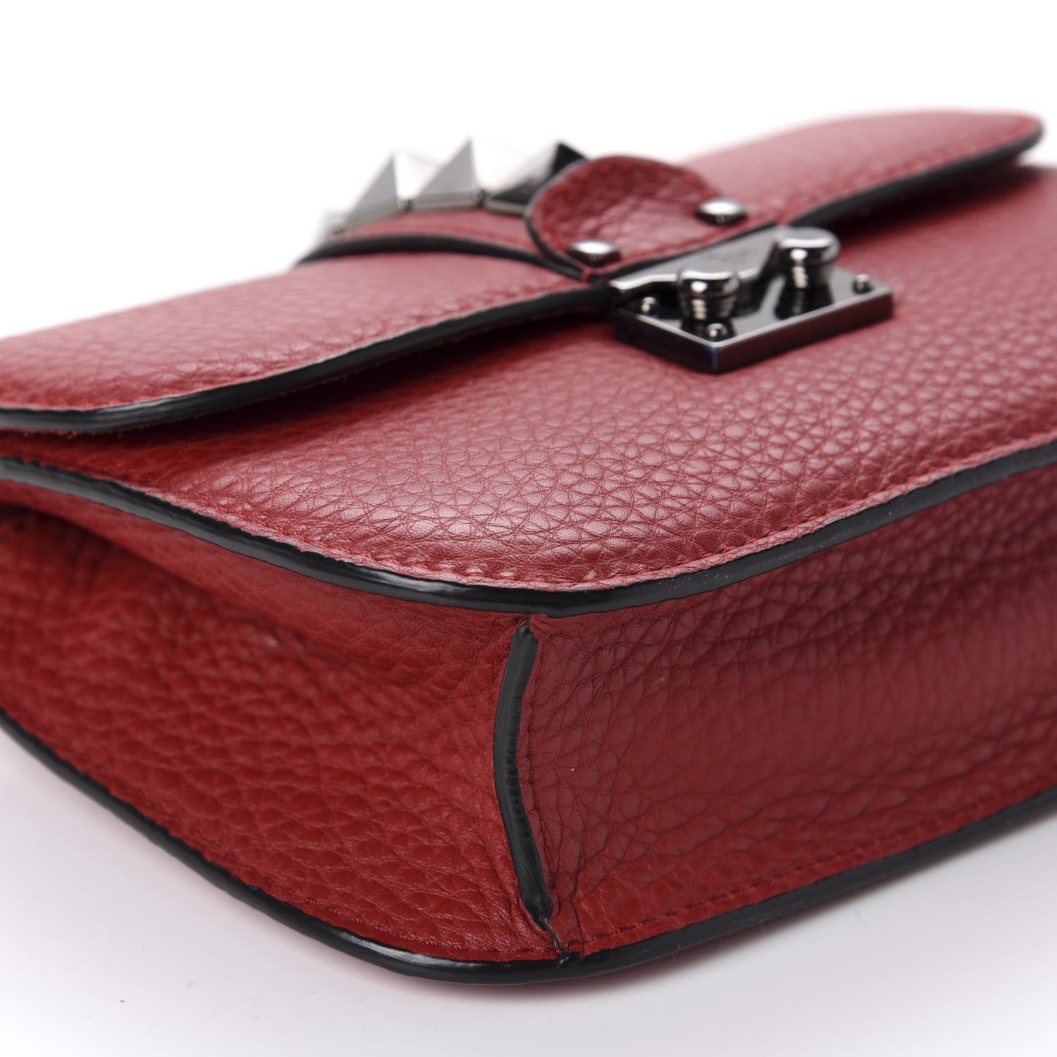 Valentino Garavani Pebbled Calfskin Small Glam Lock Rockstud Flap Red 6 of 9
