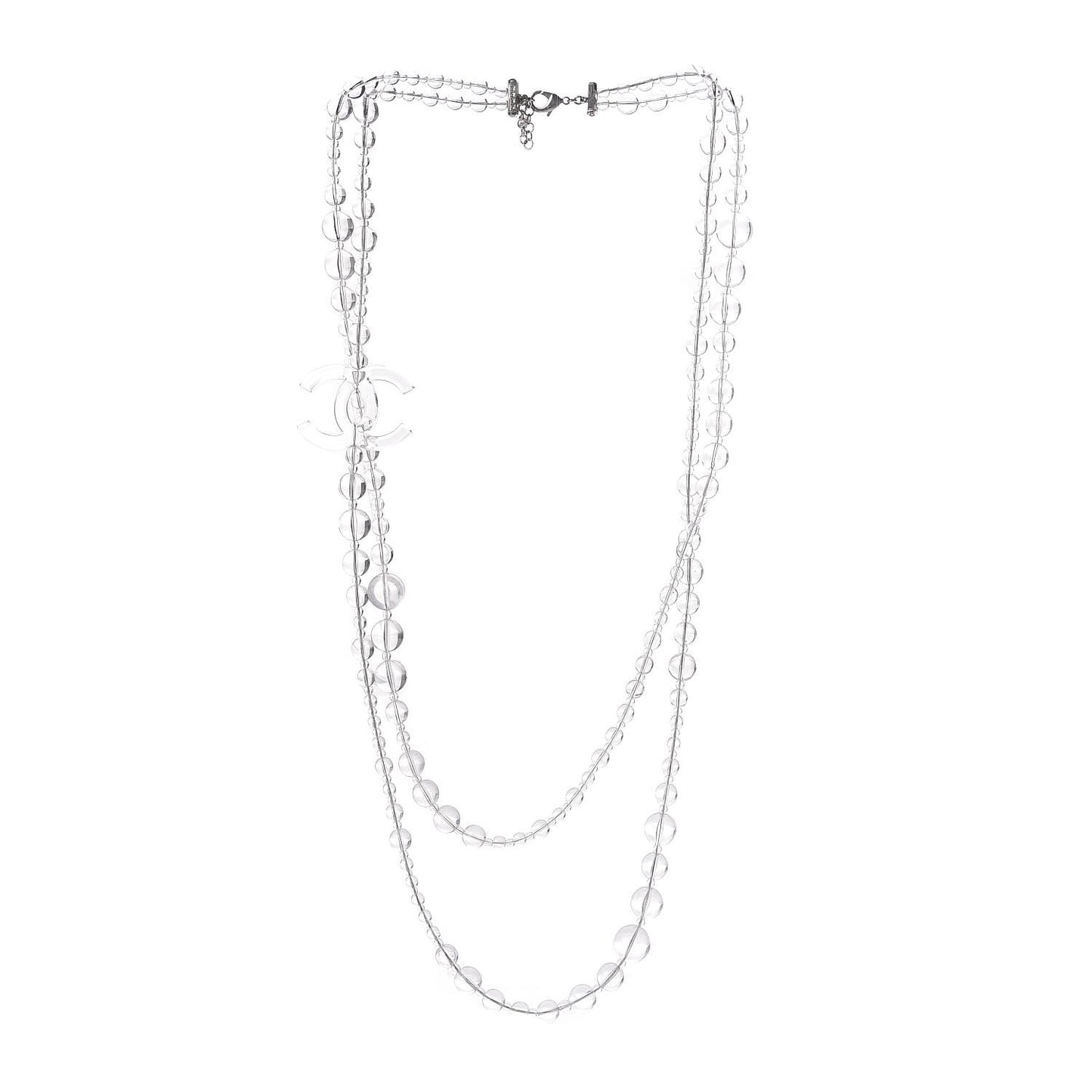Crystal CC Double Strand Long Chain Necklace Transparent