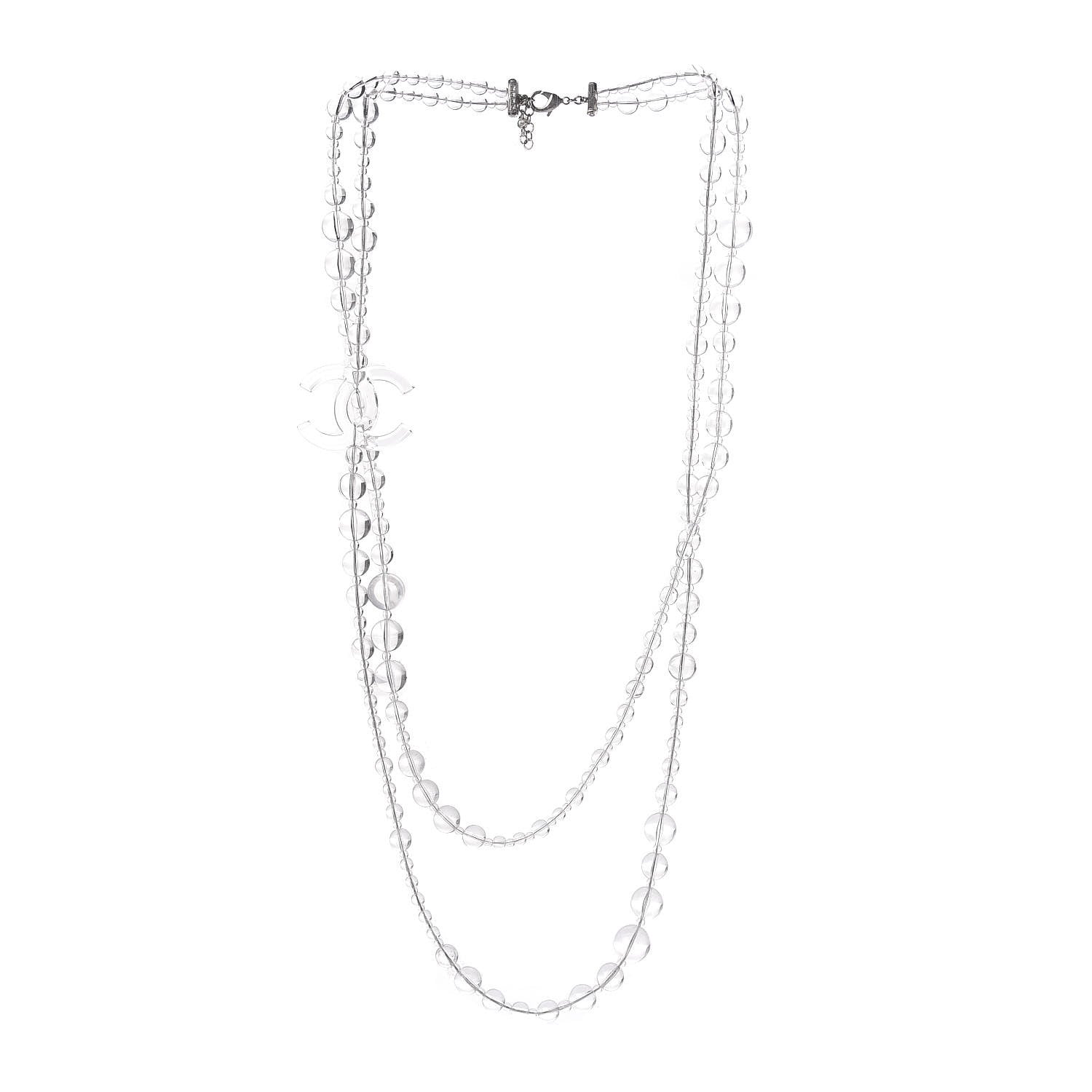 Chanel Crystal CC Double Strand Long Chain Necklace Transparent 3 of 6