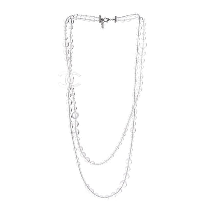 Chanel Crystal CC Double Strand Long Chain Necklace Transparent 3 of 6