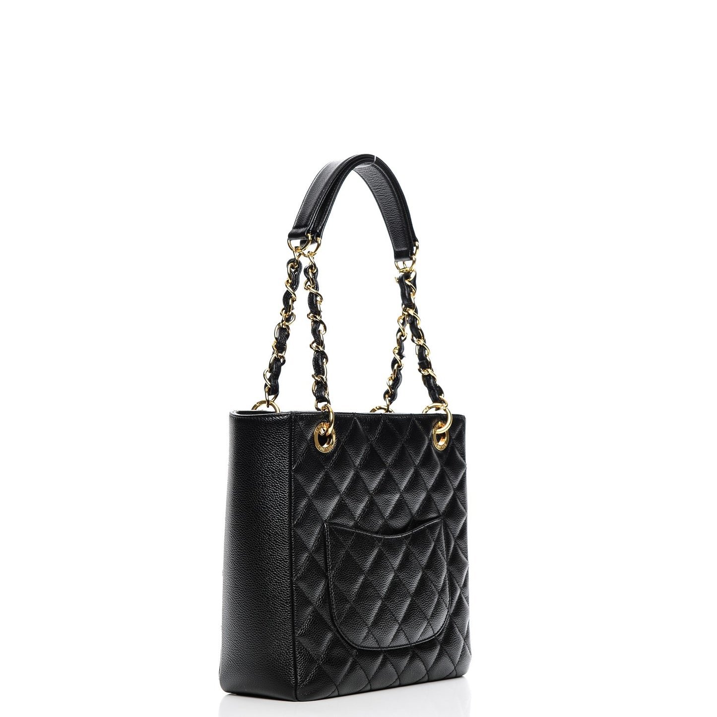Caviar Quilted Petit Shopping Tote PST Black
