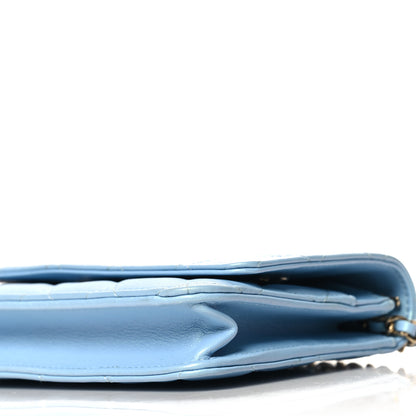 Chanel Lambskin Quilted Mini Wallet On Chain WOC Light Blue 11 of 12