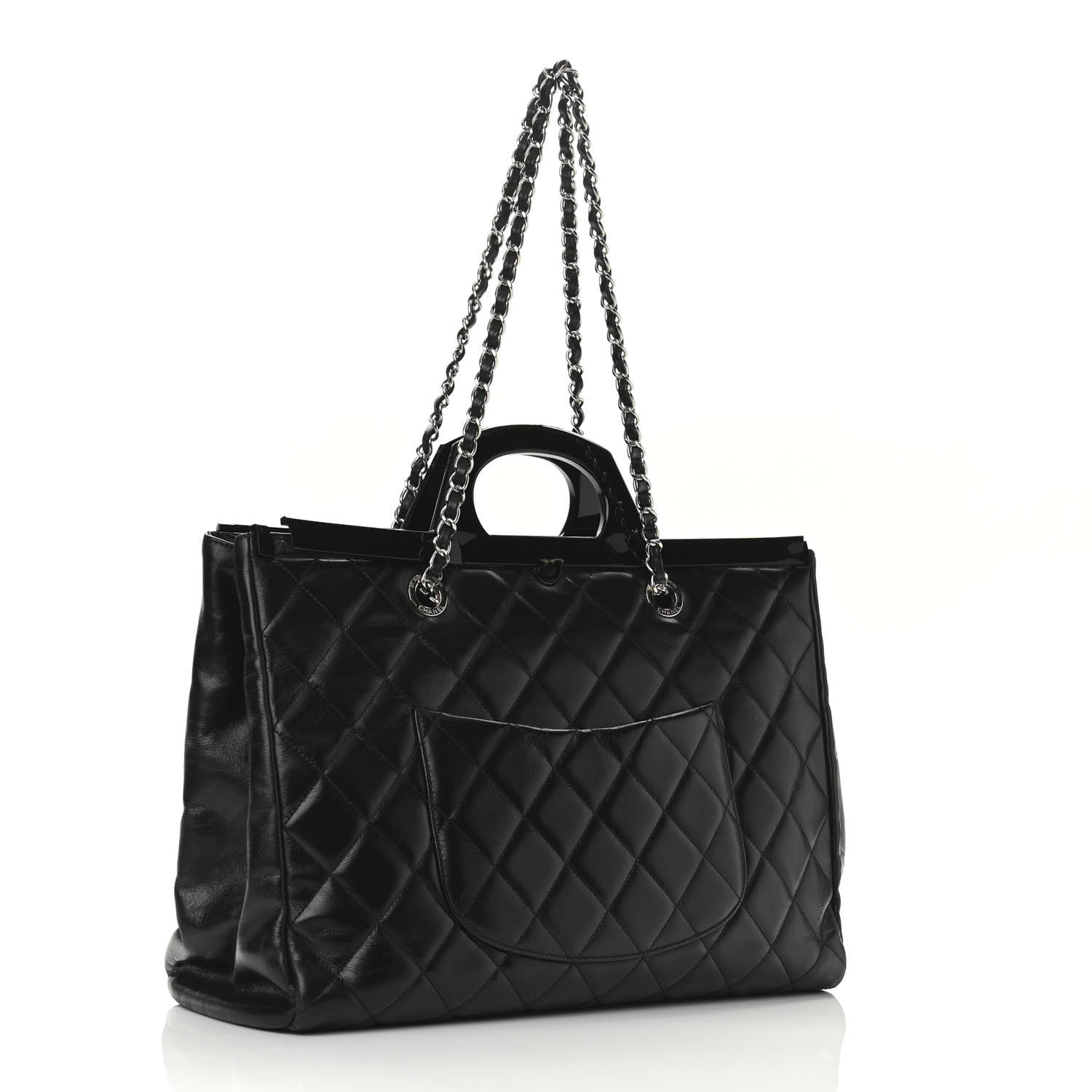Chanel Glazed Calfskin Quilted Large CC Delivery Tote Black 3 of 16