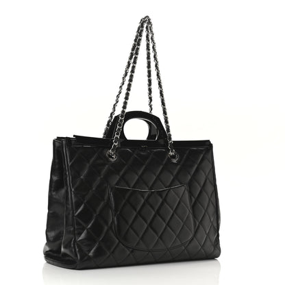 Chanel Glazed Calfskin Quilted Large CC Delivery Tote Black 3 of 16
