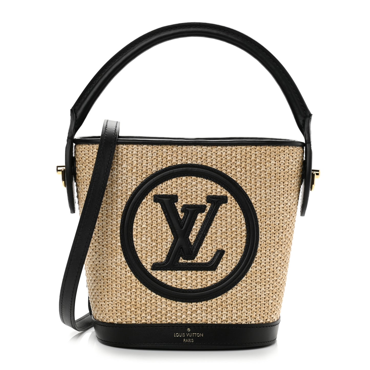 Raffia Petit Bucket Black