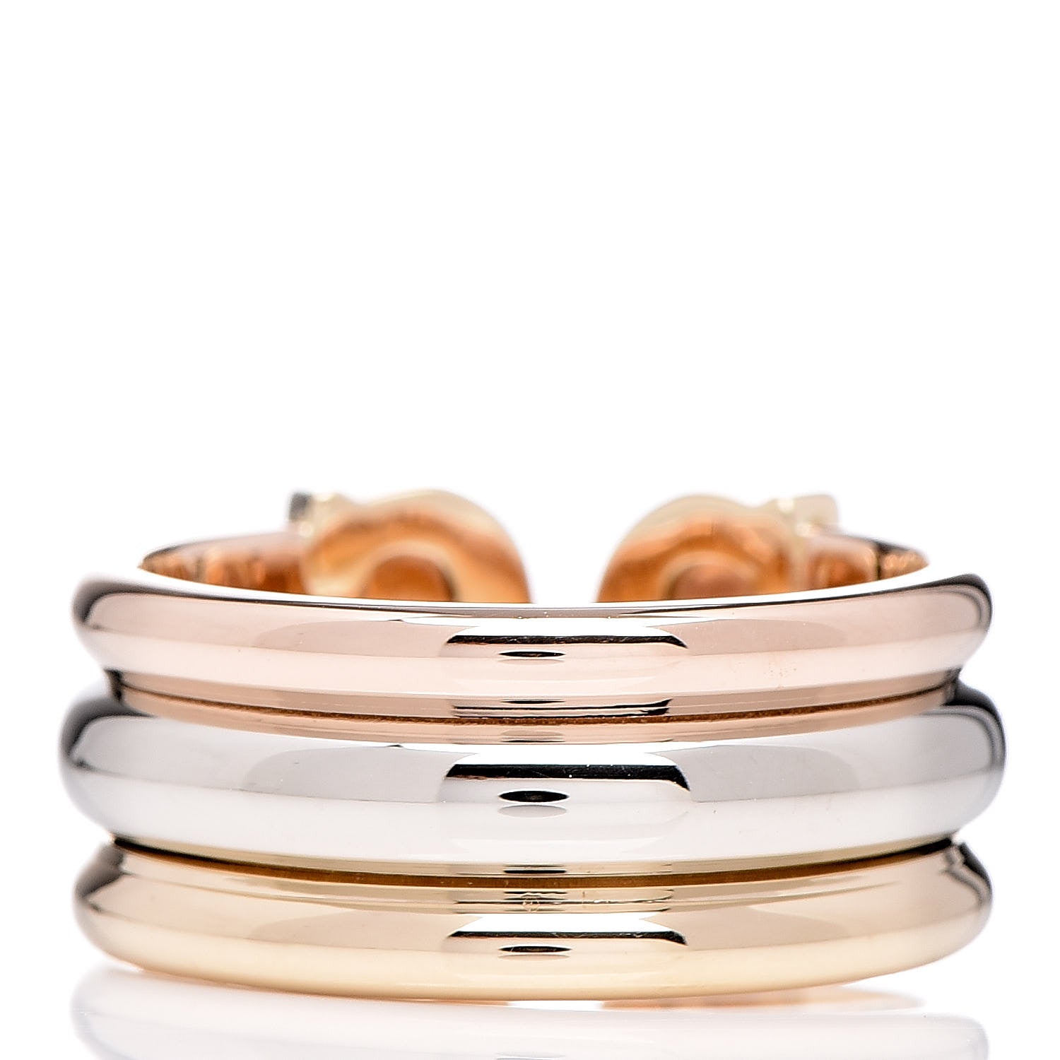 Cartier 18K Pink Yellow White Gold C De Ring 54 6.75 3 of 4