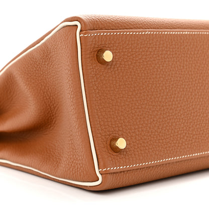 Hermes Togo Horseshoe Kelly Retourne 32 Gold Craie 9 of 11