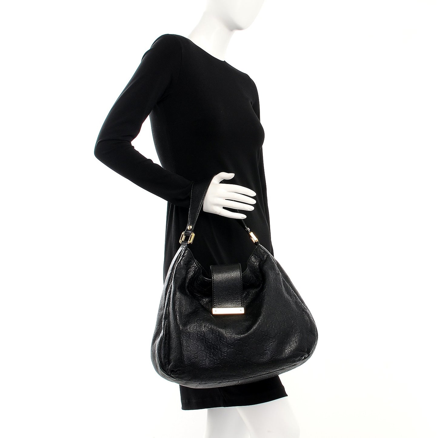 Guccissima Large New Ladies Web Hobo Black