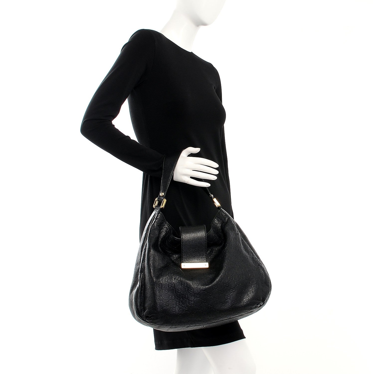 Gucci Guccissima Large New Ladies Web Hobo Black 2 of 7