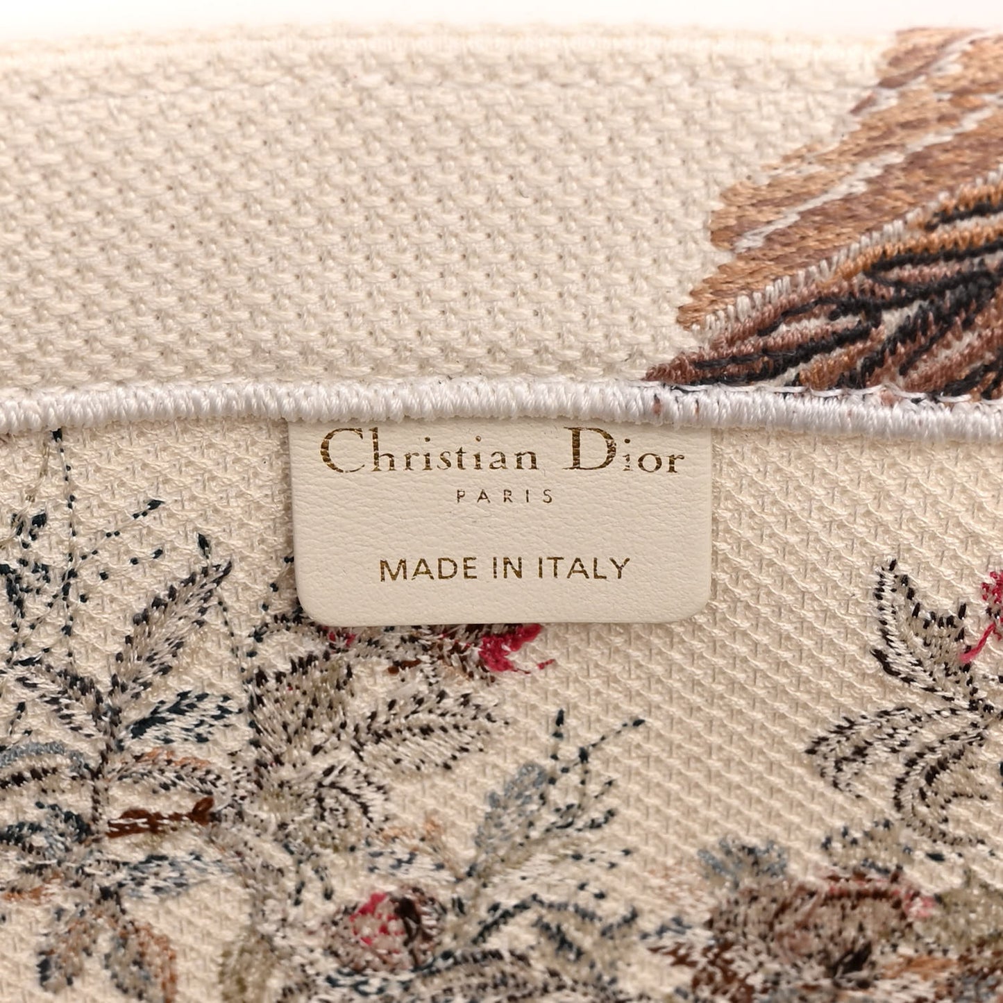 Canvas Embroidered Large Jardin D'Hiver Book Tote Latte Multicolor