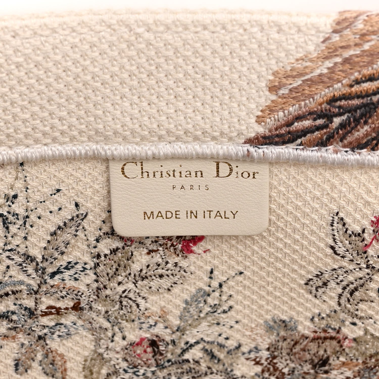 Christian Dior Canvas Embroidered Large Jardin D'Hiver Book Tote Latte Multicolor 6 of 12