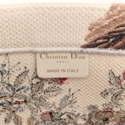 Christian Dior Canvas Embroidered Large Jardin D'Hiver Book Tote Latte Multicolor 6 of 12