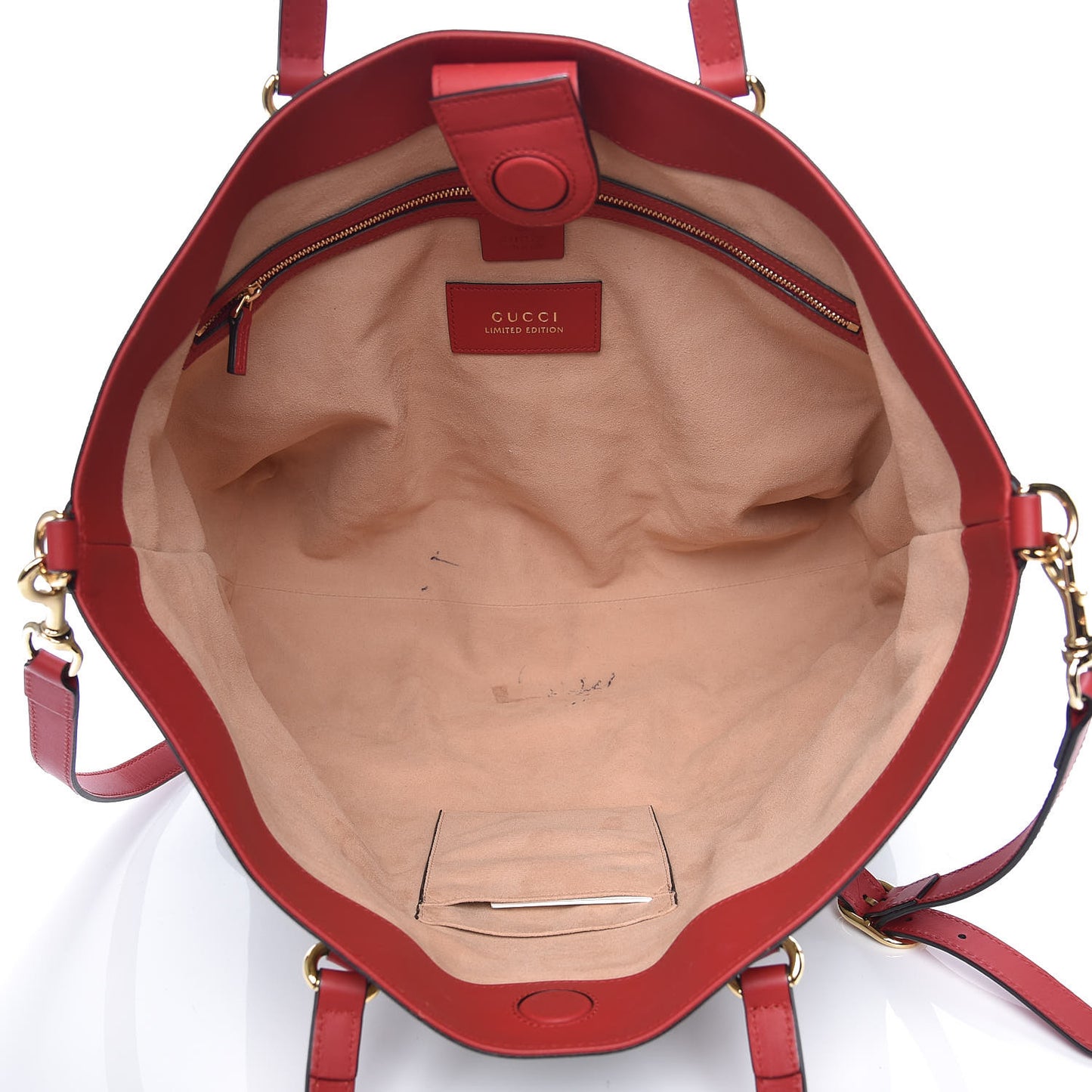 Soft GG Supreme Monogram Kingsnake Heart Embroidered Medium Crossbody Tote Beige Hibiscus Red