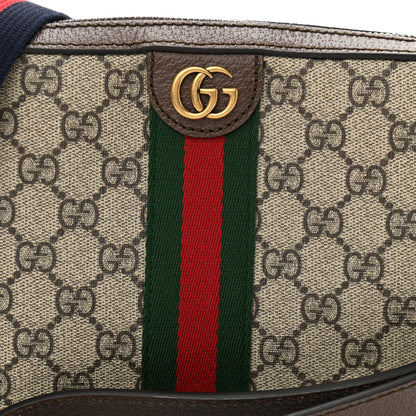 Gucci GG Supreme Monogram Textured Dollar Calfskin Web Ophidia Wristlet Shoulder Bag Beige Ebony New Acero 8 of 12