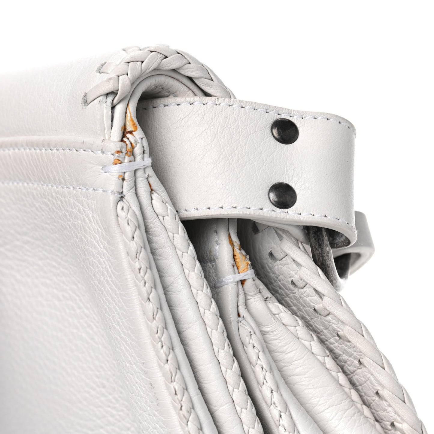 Calfskin Whipstitch Gaucho Double Saddle Bag White