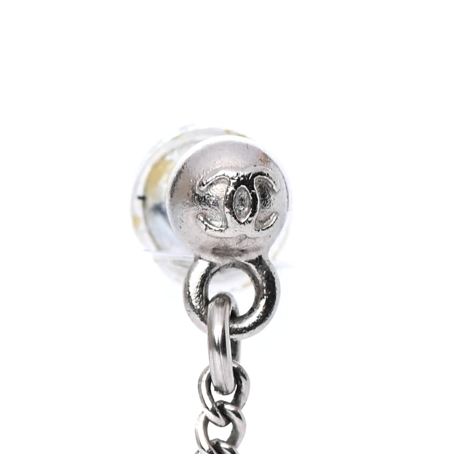 Baguette Crystal CC Drop Earrings Silver