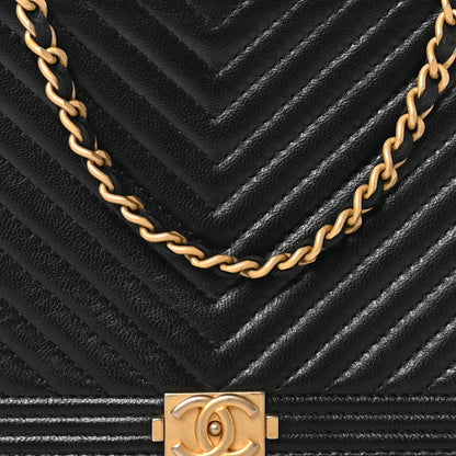 Chanel Lambskin Chevron Boy Wallet On Chain WOC Black 8 of 10