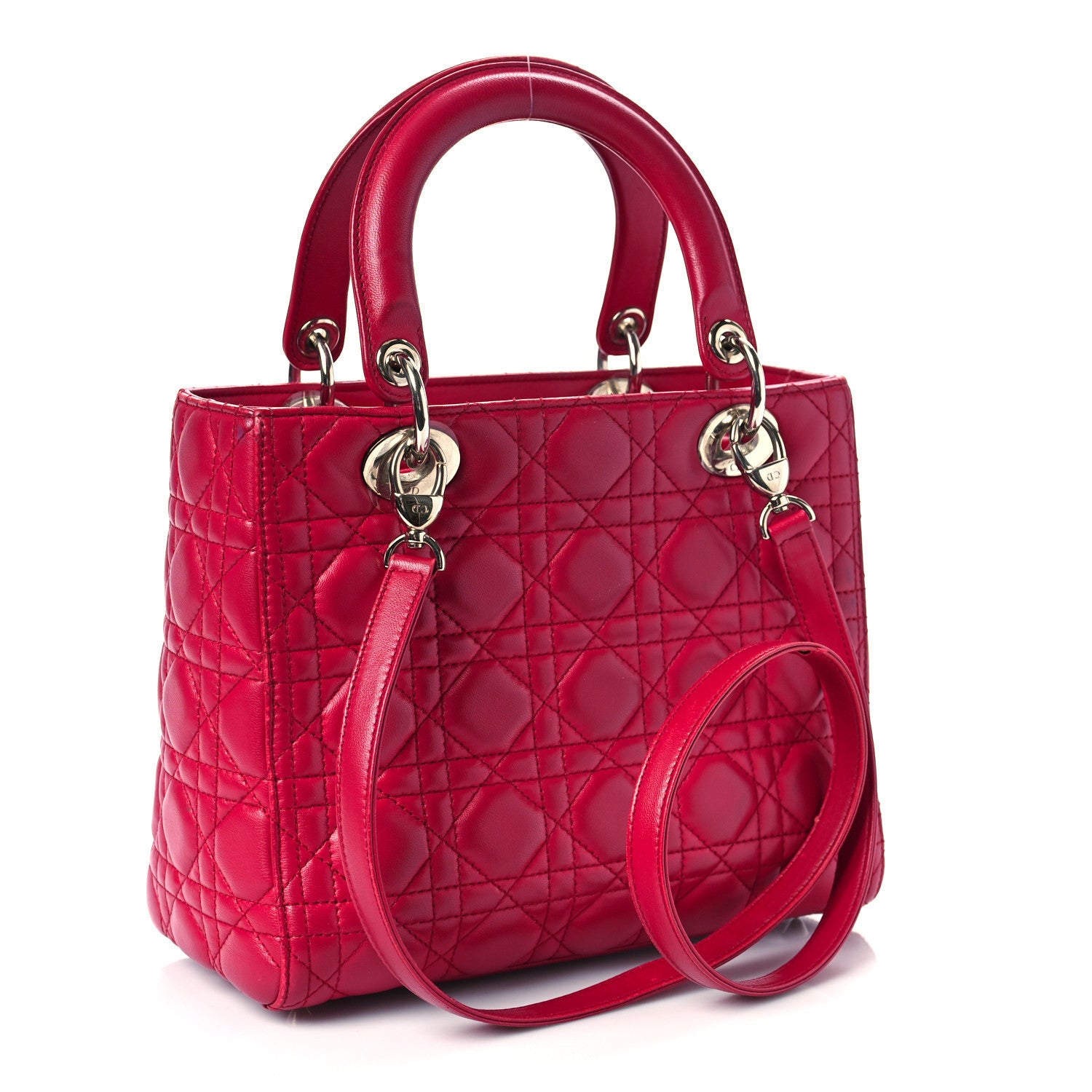 Christian Dior Lambskin Cannage Medium Lady Dior Fuchsia 3 of 14
