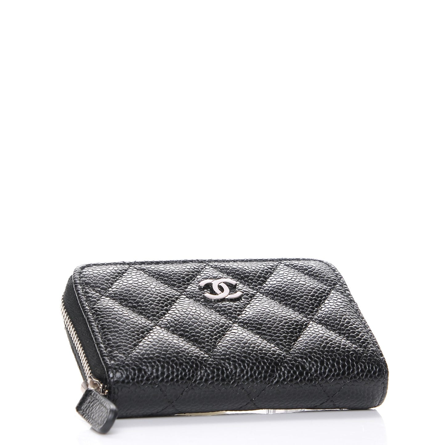 Caviar Quilted Zip Coin Purse Black