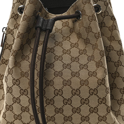 Gucci Monogram Dollar Calfskin O Drawstring Backpack Beige Ebony Testa di Moro Dark Chocolate 8 of 10