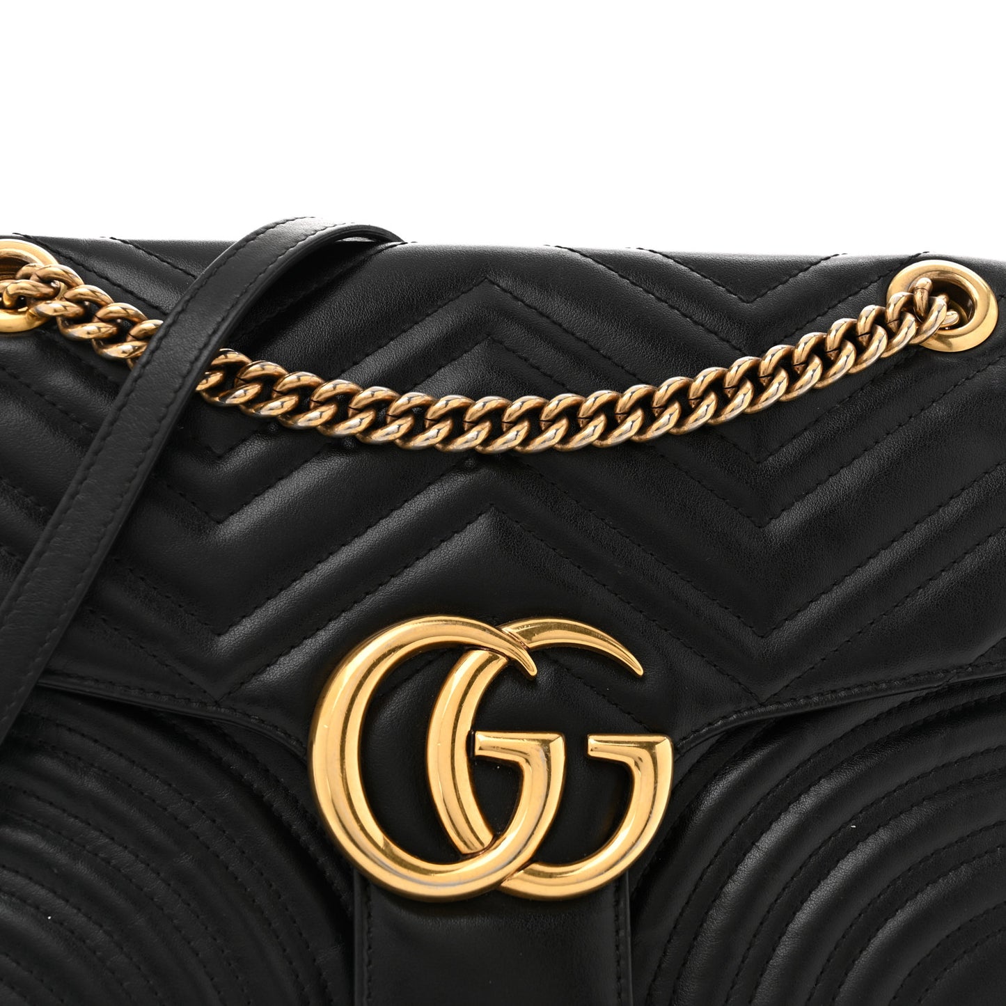 Calfskin Matelasse Medium GG Marmont Shoulder Bag Black