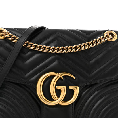 Gucci Calfskin Matelasse Medium GG Marmont Shoulder Bag Black 8 of 14